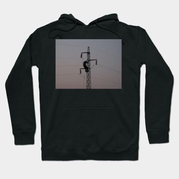 Worker on power line pylon Hoodie by Parafull